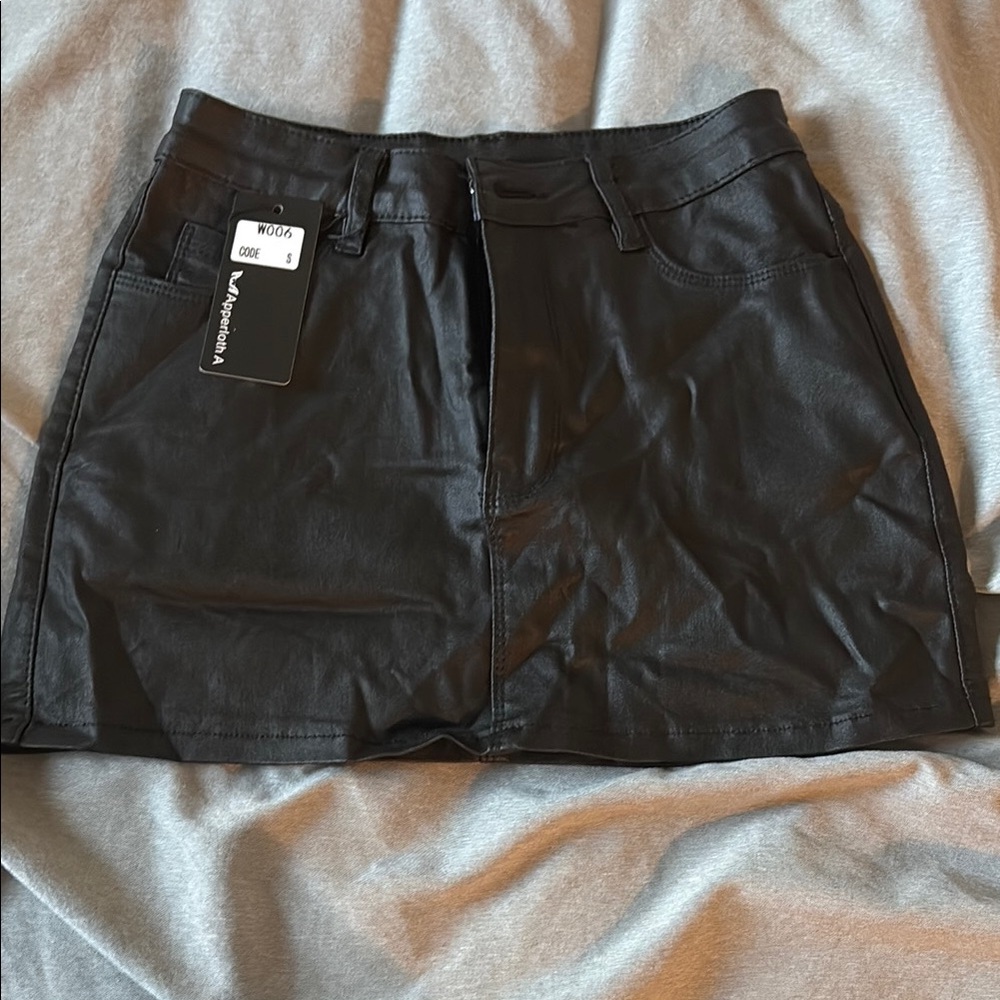 Black Faux Leather Mini Skirt